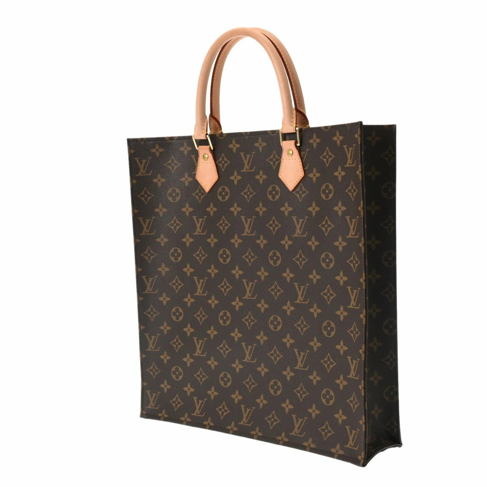 Louis Vuitton Monogram Sac Tote Plat Brown Bag Canvas Brown